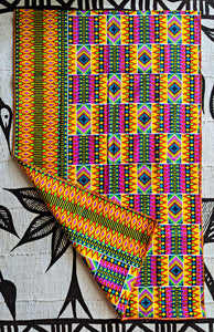 Yellow Purple African Print Fabric Head Wrap