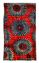 Red Blue African Print Fabric 2 Yards