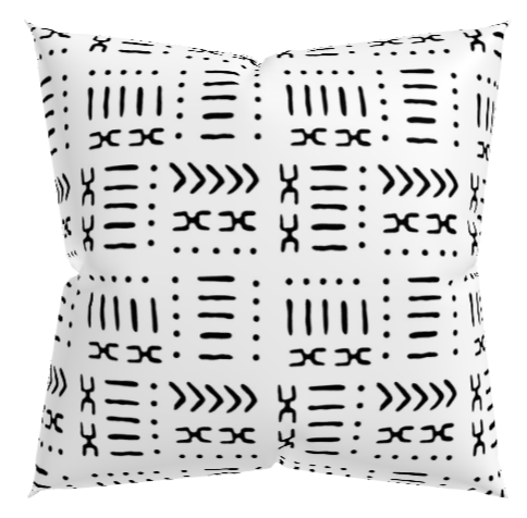 White Mud Cloth Pattern Pillow Covers 3 sizes Reflektion Design